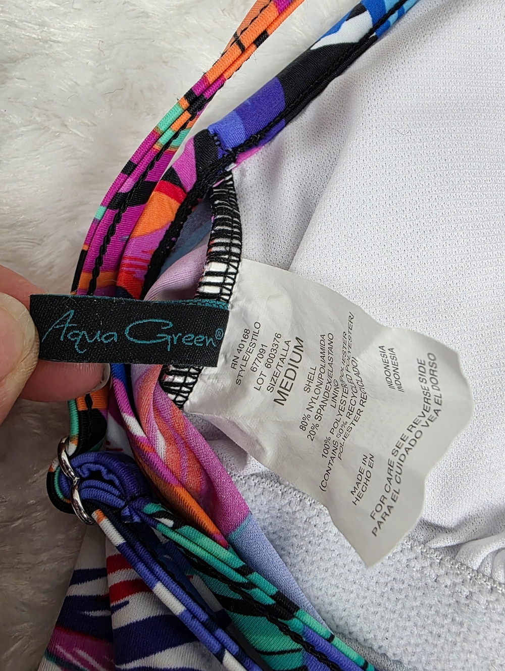 Aqua Green V-Neck Floral One Piece Swimsuit Size Medium - Picture 3 of 8